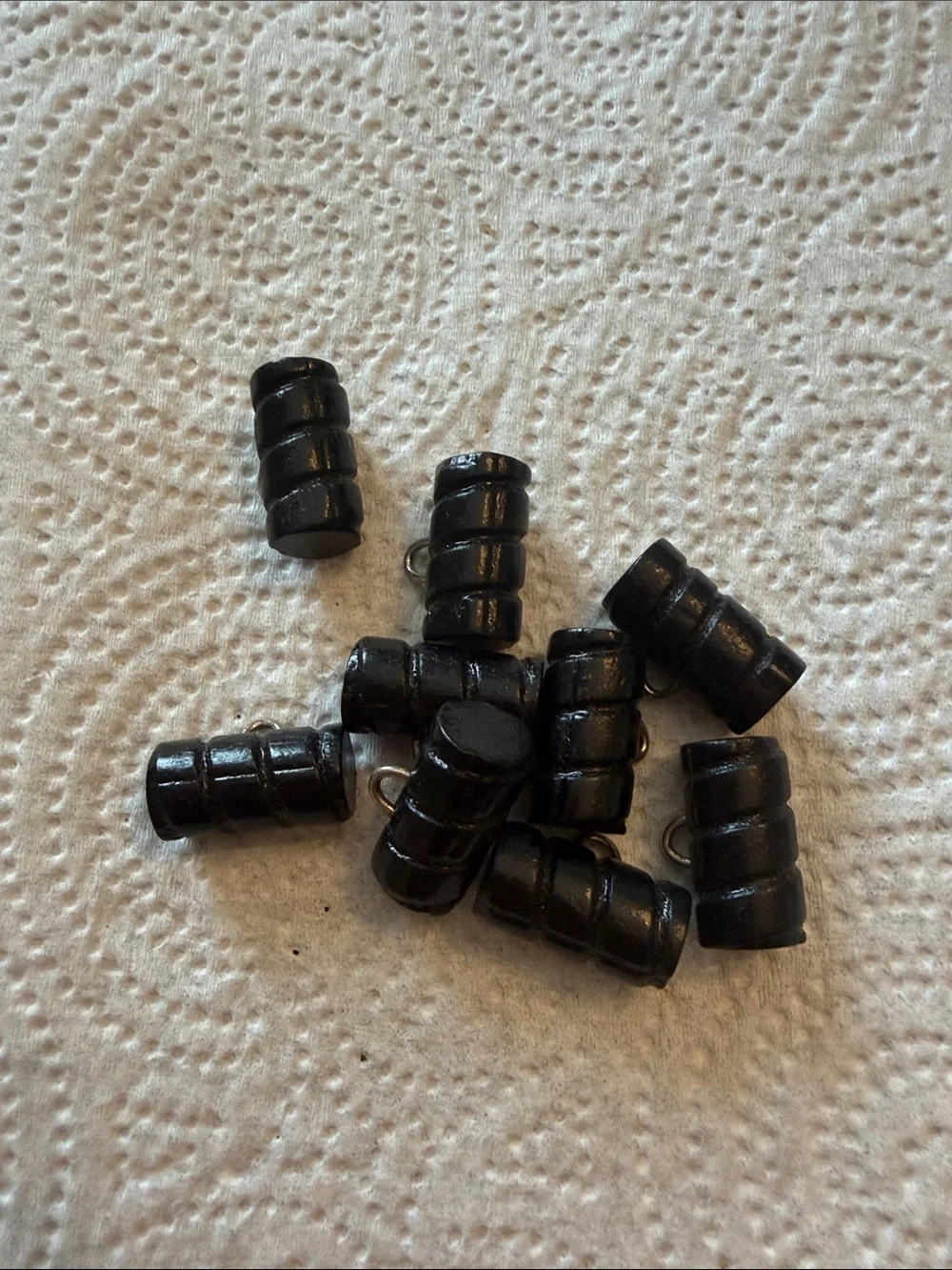 Black Barrel Bead Charms - Lot of 9